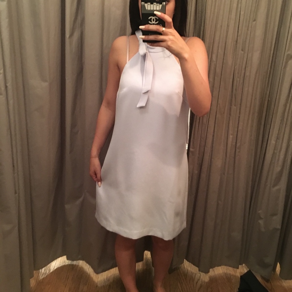 CLUB MONACO BLUE HALTER DRESS WITH BOW